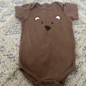 9-12 Months Brown Short sleeve onesie with little bear